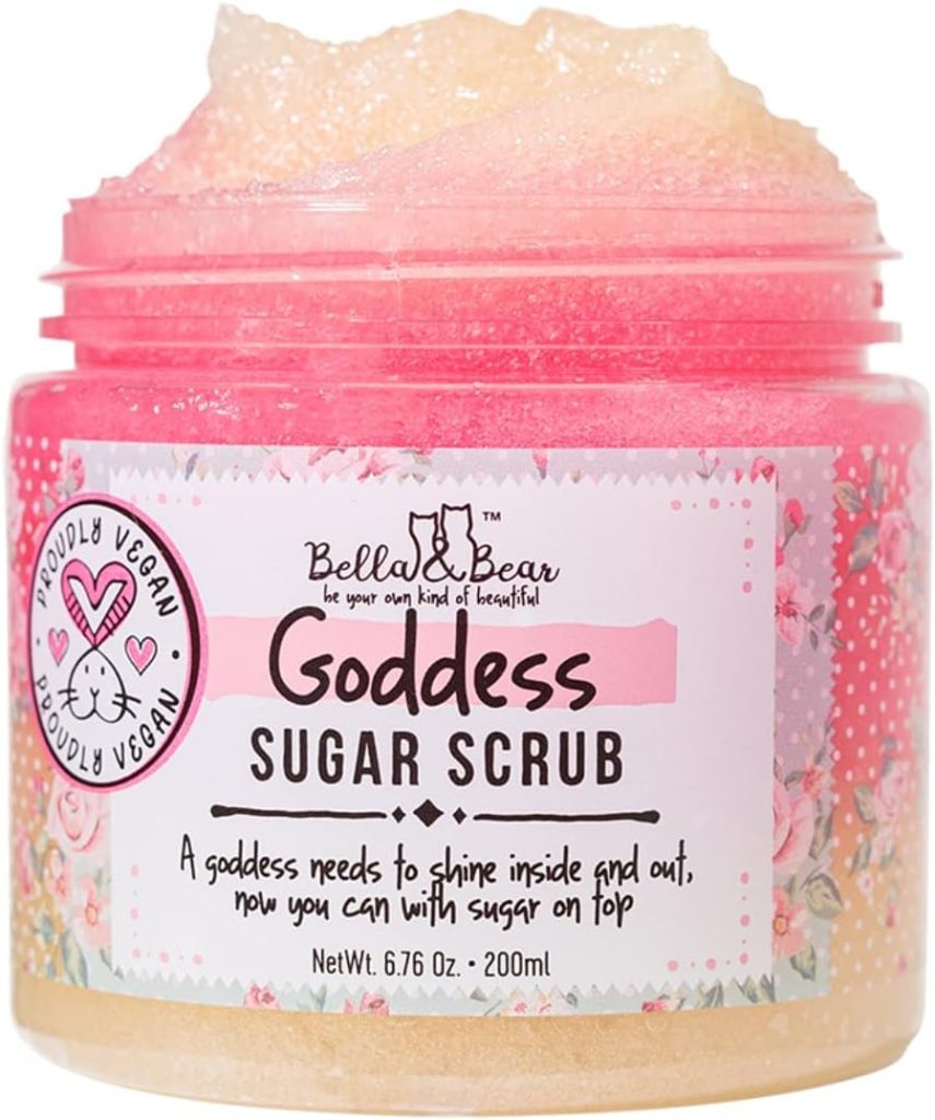Bella and Bear Goddess Sugar Scrub, No Parabens, New Fragrance, Cruelty-Free, Vegan-Friendly Exfoliating, 6.7oz